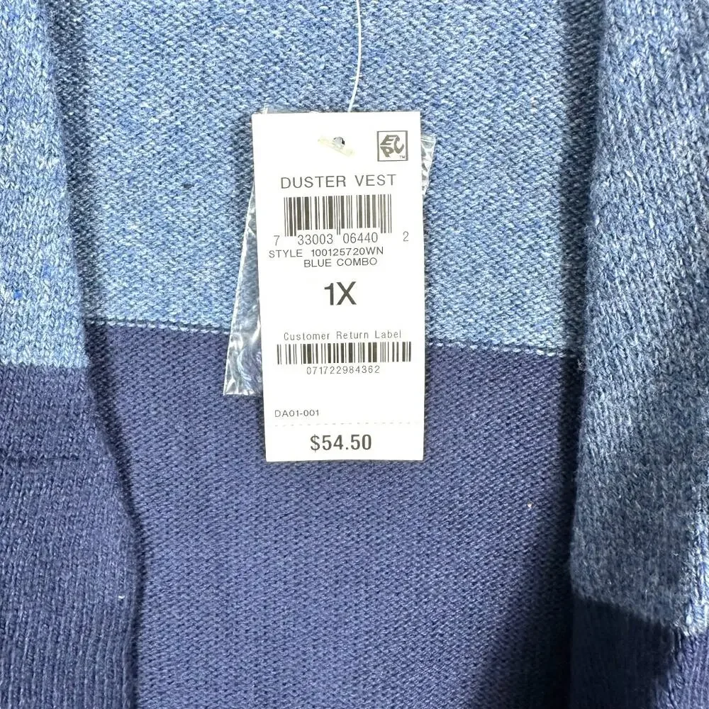 Karen Scott Blue Multishade Cardigan Size 1X - Picture 4 of 5